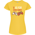 V is For Video Games Funny Gaming Gamer Womens Petite Cut T-Shirt Yellow