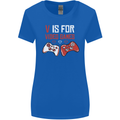 V is For Video Games Funny Gaming Gamer Womens Wider Cut T-Shirt Royal Blue