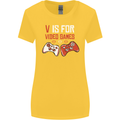 V is For Video Games Funny Gaming Gamer Womens Wider Cut T-Shirt Yellow