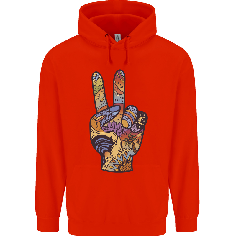 Vacation Peace Gesture Holiday Travel Childrens Kids Hoodie Bright Red
