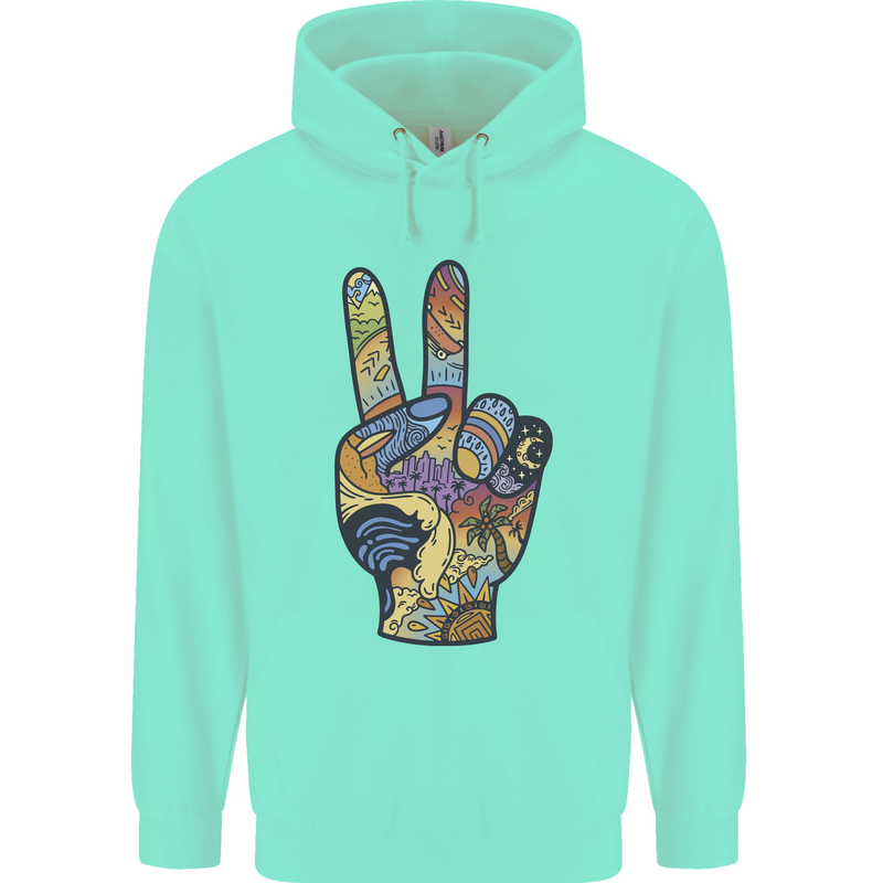Vacation Peace Gesture Holiday Travel Childrens Kids Hoodie Peppermint