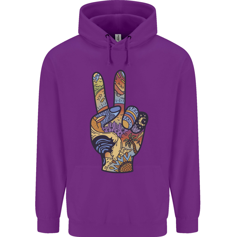Vacation Peace Gesture Holiday Travel Childrens Kids Hoodie Purple