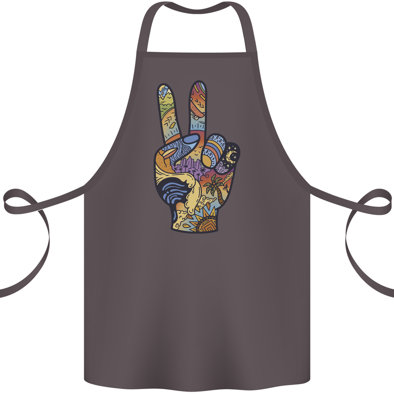 Vacation Peace Gesture Holiday Travel Cotton Apron 100% Organic Dark Grey