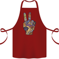 Vacation Peace Gesture Holiday Travel Cotton Apron 100% Organic Maroon