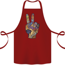 Vacation Peace Gesture Holiday Travel Cotton Apron 100% Organic Maroon