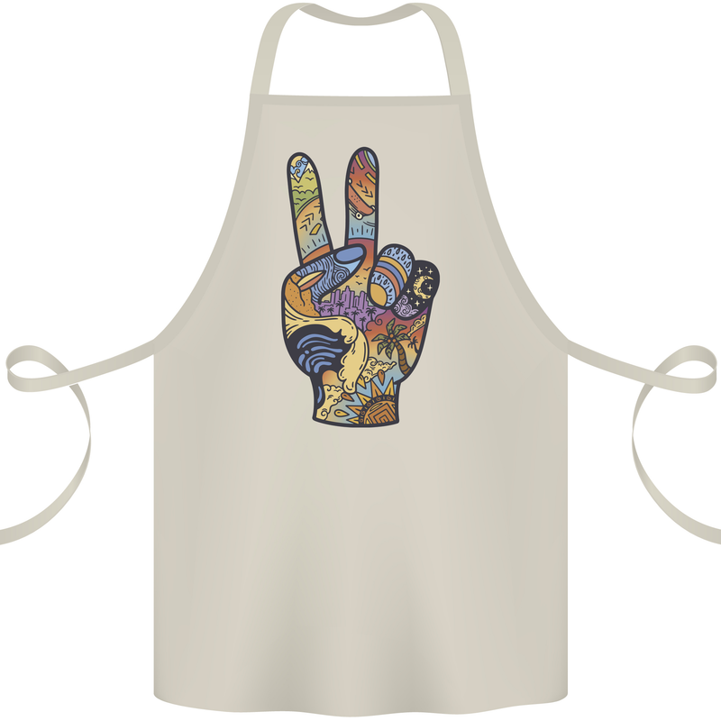 Vacation Peace Gesture Holiday Travel Cotton Apron 100% Organic Natural