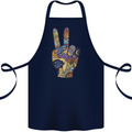 Vacation Peace Gesture Holiday Travel Cotton Apron 100% Organic Navy Blue
