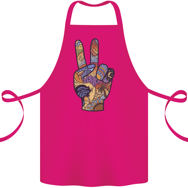 Vacation Peace Gesture Holiday Travel Cotton Apron 100% Organic Pink