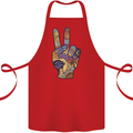 Vacation Peace Gesture Holiday Travel Cotton Apron 100% Organic Red