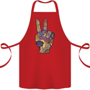 Vacation Peace Gesture Holiday Travel Cotton Apron 100% Organic Red