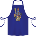Vacation Peace Gesture Holiday Travel Cotton Apron 100% Organic Royal Blue
