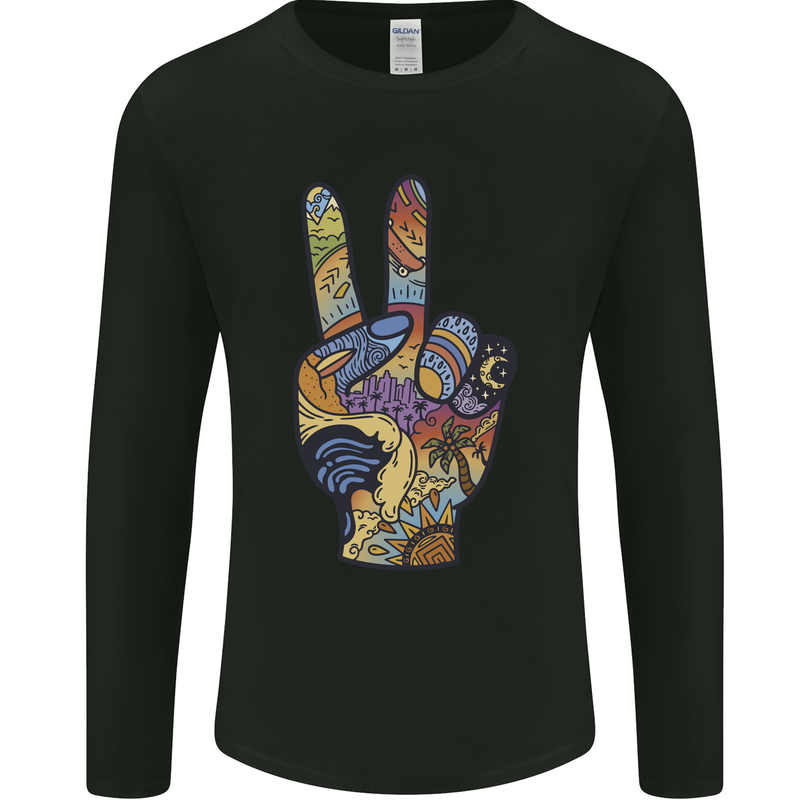 Vacation Peace Gesture Holiday Travel Mens Long Sleeve T-Shirt Black