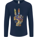Vacation Peace Gesture Holiday Travel Mens Long Sleeve T-Shirt Navy Blue