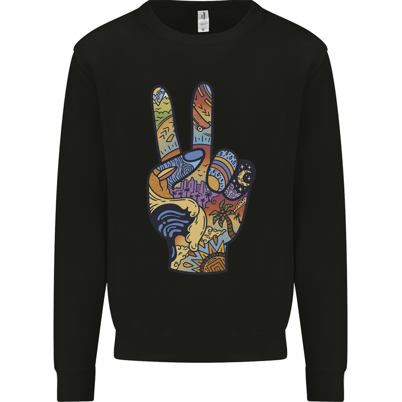 Vacation Peace Gesture Holiday Travel Mens Sweatshirt Jumper Black