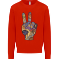 Vacation Peace Gesture Holiday Travel Mens Sweatshirt Jumper Bright Red