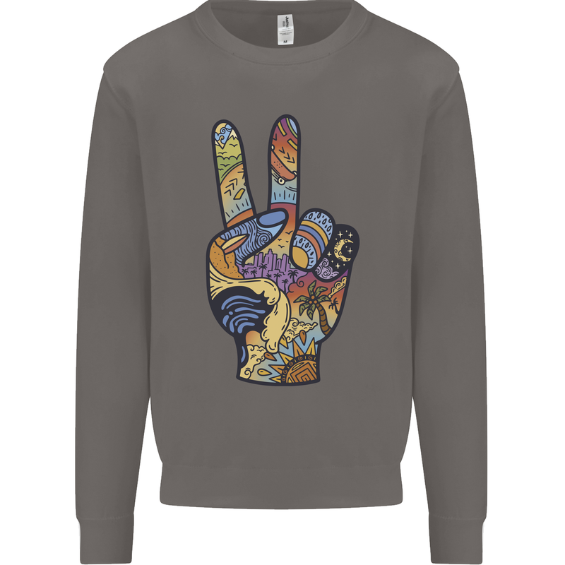 Vacation Peace Gesture Holiday Travel Mens Sweatshirt Jumper Charcoal