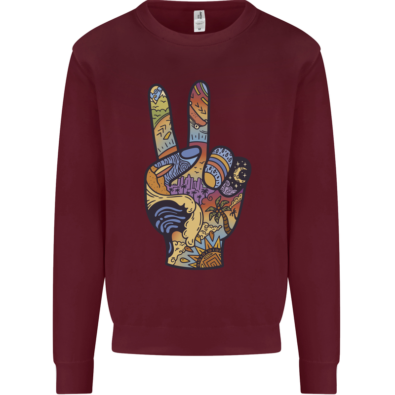 Vacation Peace Gesture Holiday Travel Mens Sweatshirt Jumper Maroon