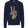 Vacation Peace Gesture Holiday Travel Mens Sweatshirt Jumper Navy Blue