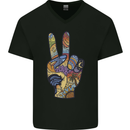 Vacation Peace Gesture Holiday Travel Mens V-Neck Cotton T-Shirt Black