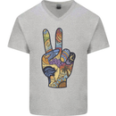 Vacation Peace Gesture Holiday Travel Mens V-Neck Cotton T-Shirt Sports Grey