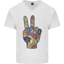 Vacation Peace Gesture Holiday Travel Mens V-Neck Cotton T-Shirt White