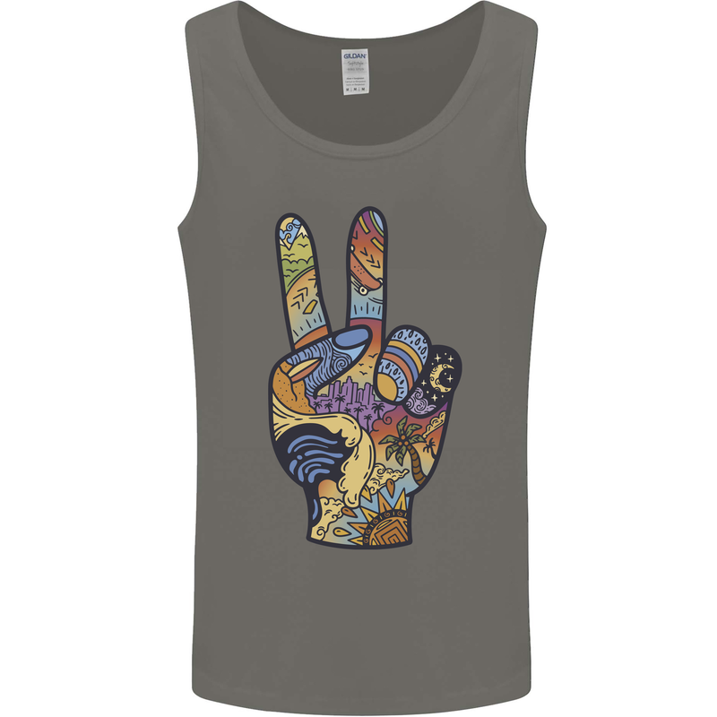 Vacation Peace Gesture Holiday Travel Mens Vest Tank Top Charcoal