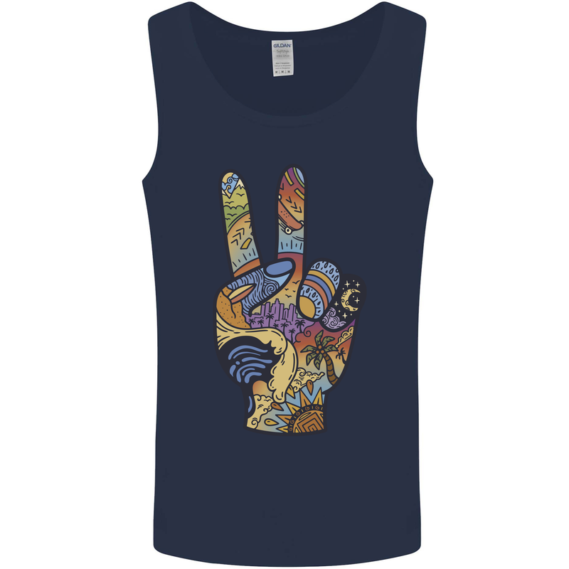 Vacation Peace Gesture Holiday Travel Mens Vest Tank Top Navy Blue
