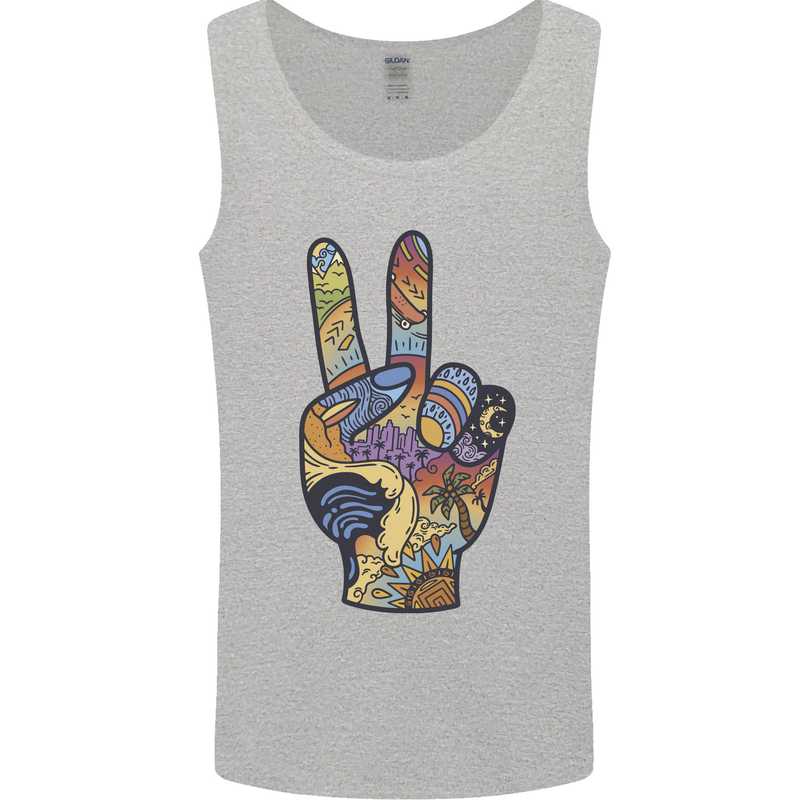 Vacation Peace Gesture Holiday Travel Mens Vest Tank Top Sports Grey