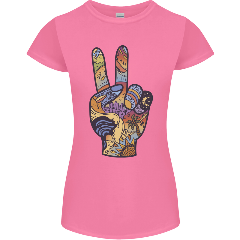 Vacation Peace Gesture Holiday Travel Womens Petite Cut T-Shirt Azalea