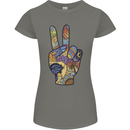 Vacation Peace Gesture Holiday Travel Womens Petite Cut T-Shirt Charcoal