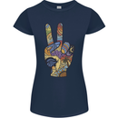 Vacation Peace Gesture Holiday Travel Womens Petite Cut T-Shirt Navy Blue