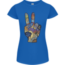 Vacation Peace Gesture Holiday Travel Womens Petite Cut T-Shirt Royal Blue