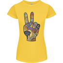 Vacation Peace Gesture Holiday Travel Womens Petite Cut T-Shirt Yellow