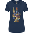 Vacation Peace Gesture Holiday Travel Womens Wider Cut T-Shirt Navy Blue