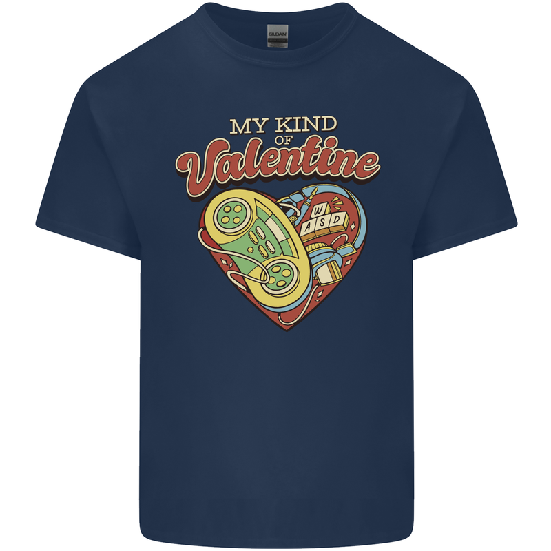 Valentine Gaming Video Games Gamer Funny Mens Cotton T-Shirt Tee Top Navy Blue