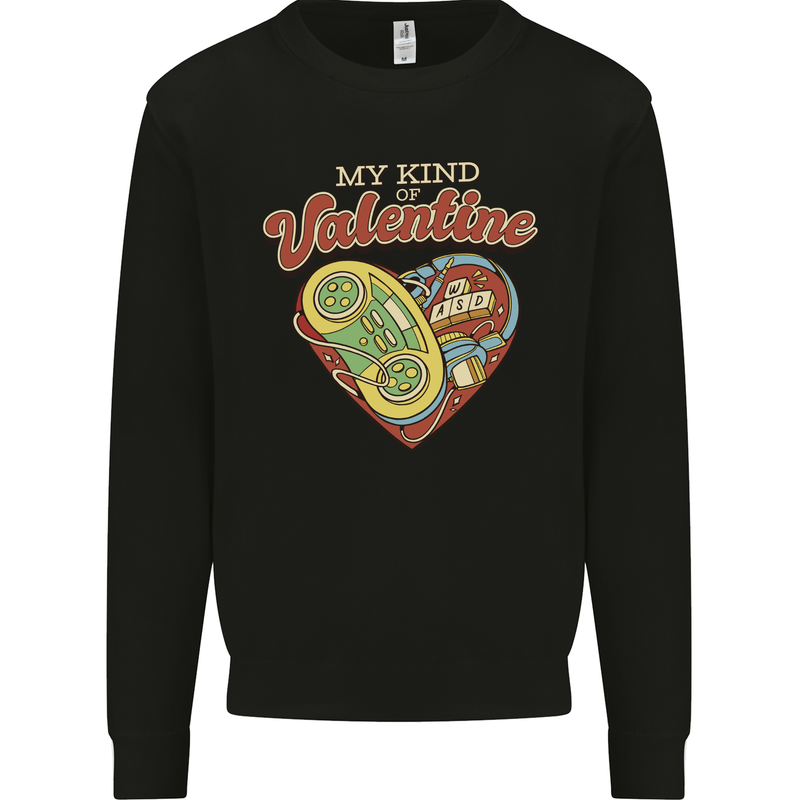 Valentine Gaming Video Games Gamer Funny Mens Sweatshirt Jumper Black
