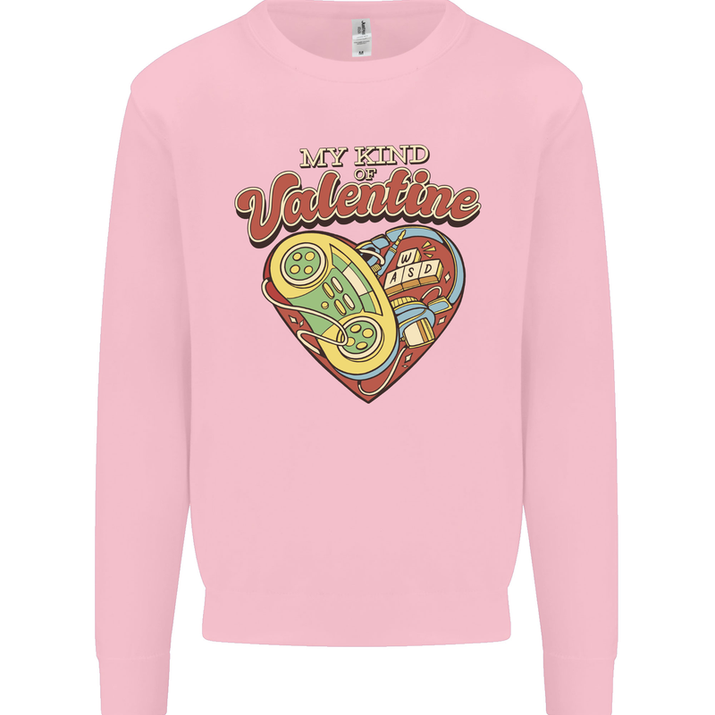 Valentine Gaming Video Games Gamer Funny Mens Sweatshirt Jumper Light Pink