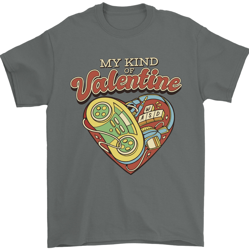 Valentine Gaming Video Games Gamer Funny Mens T-Shirt 100% Cotton Charcoal