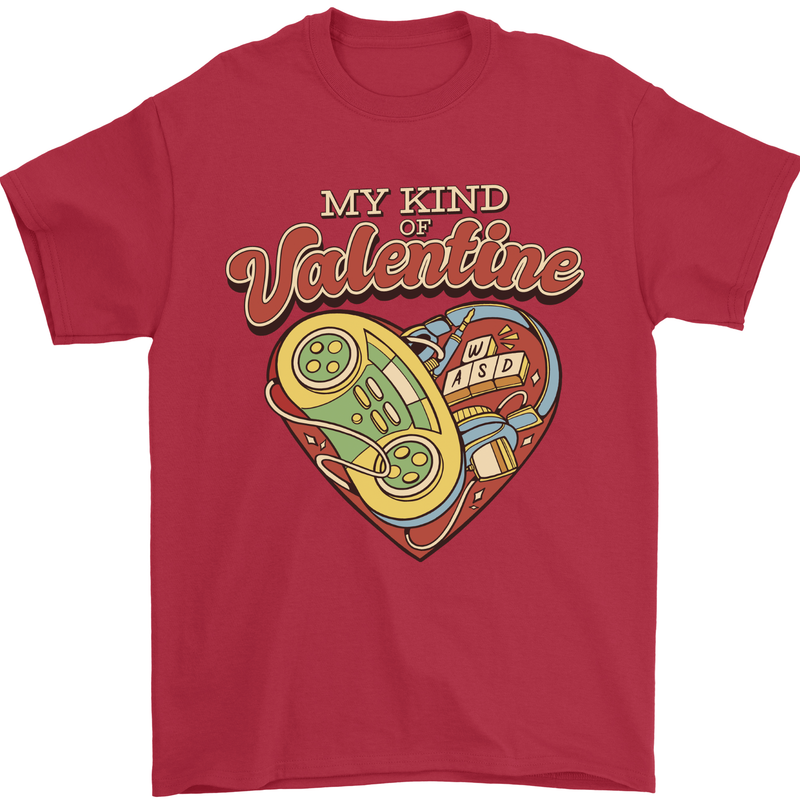 Valentine Gaming Video Games Gamer Funny Mens T-Shirt 100% Cotton Red