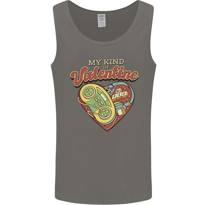Valentine Gaming Video Games Gamer Funny Mens Vest Tank Top Charcoal