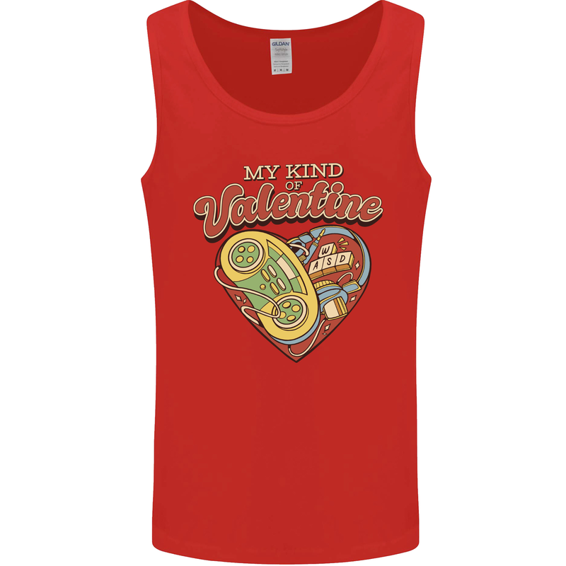 Valentine Gaming Video Games Gamer Funny Mens Vest Tank Top Red