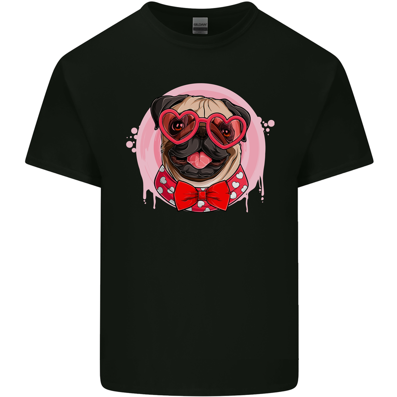 Valentines Day Love Pug Dog Kids T-Shirt Childrens Black