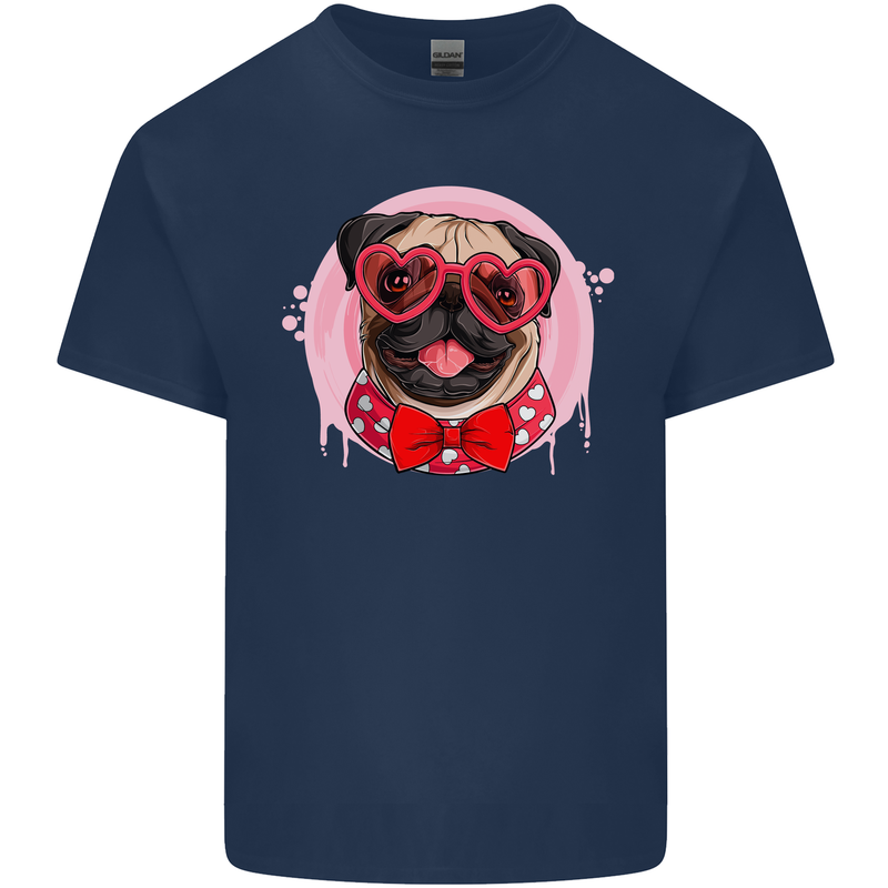 Valentines Day Love Pug Dog Kids T-Shirt Childrens Navy Blue