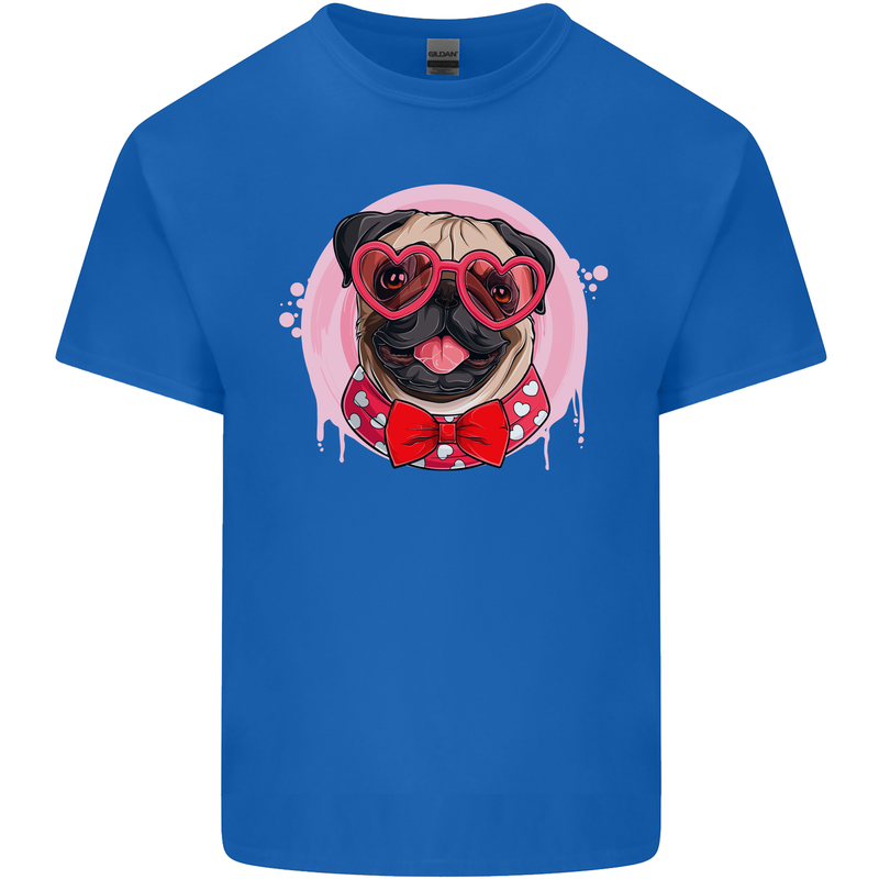 Valentines Day Love Pug Dog Kids T-Shirt Childrens Royal Blue