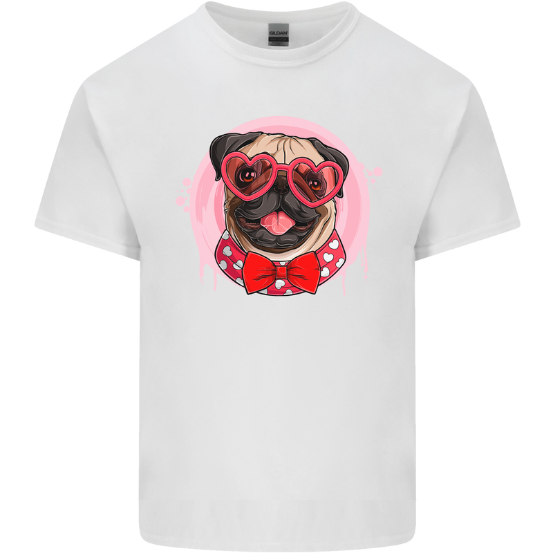 Valentines Day Love Pug Dog Kids T-Shirt Childrens White