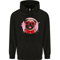 Valentines Day Love Pug Dog Mens 80% Cotton Hoodie Black