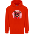 Valentines Day Love Pug Dog Mens 80% Cotton Hoodie Bright Red