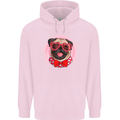 Valentines Day Love Pug Dog Mens 80% Cotton Hoodie Light Pink