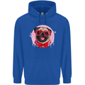 Valentines Day Love Pug Dog Mens 80% Cotton Hoodie Royal Blue