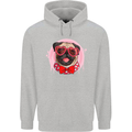 Valentines Day Love Pug Dog Mens 80% Cotton Hoodie Sports Grey